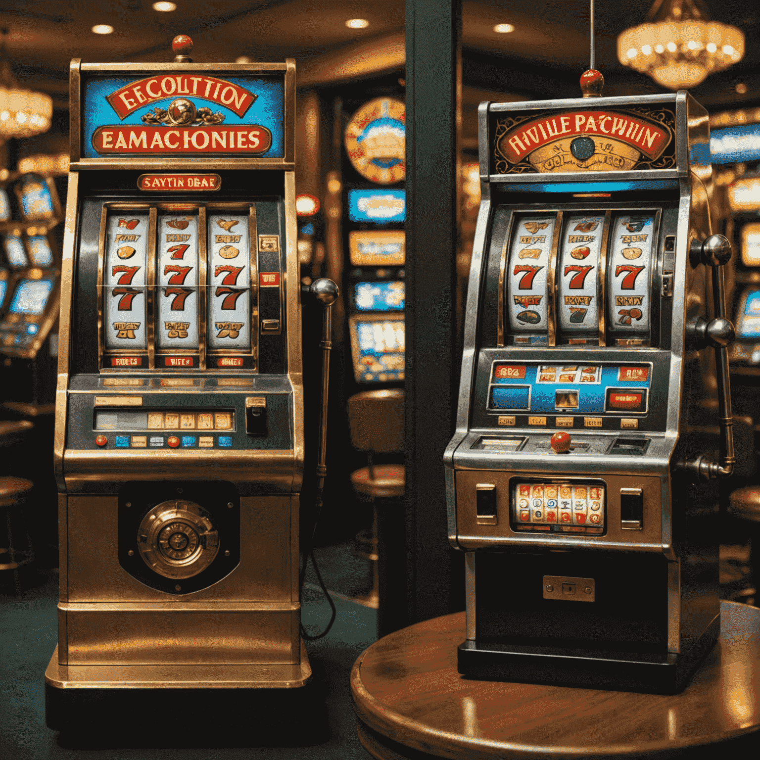 A split image showing an old mechanical slot machine on the left and a modern digital slot game on a smartphone on the right, symbolizing the evolution of slot machines