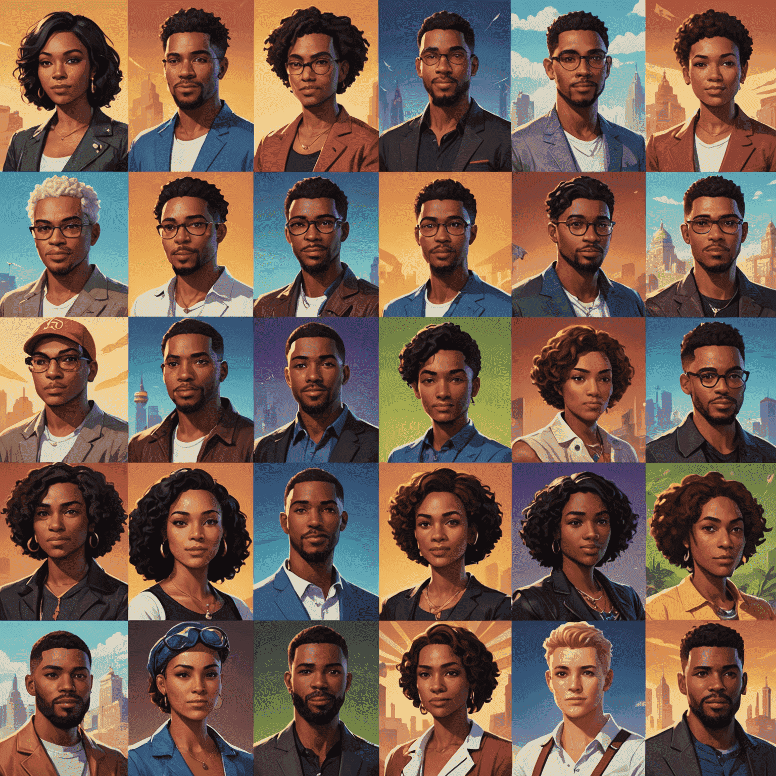 A collage of diverse social slot players, showcasing their avatars and achievements in the game